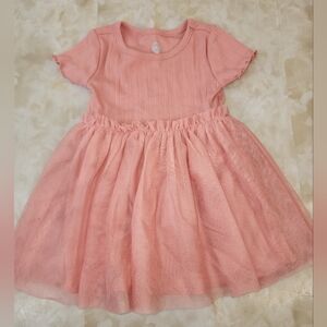 Baby Wonder Nation Pink Ribbed Tulle Casual Dress 12 Months